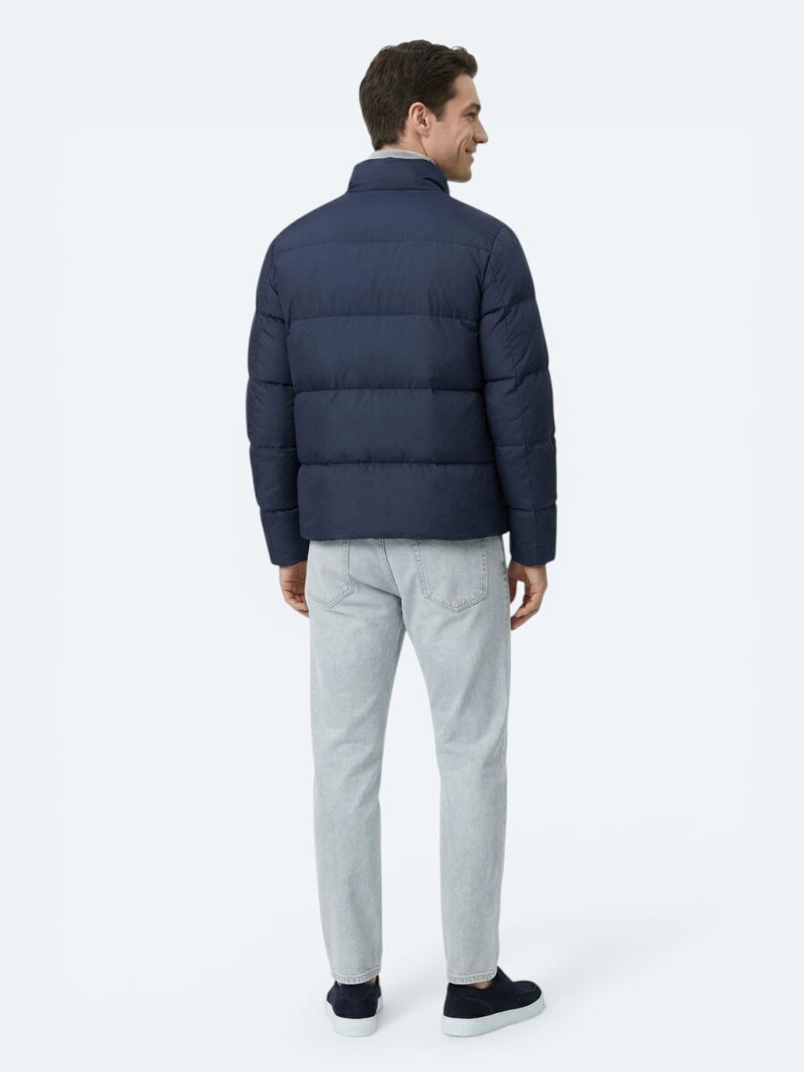 Lacivert Regular Fit Dik Yaka Casual Dokuma Mont - 5