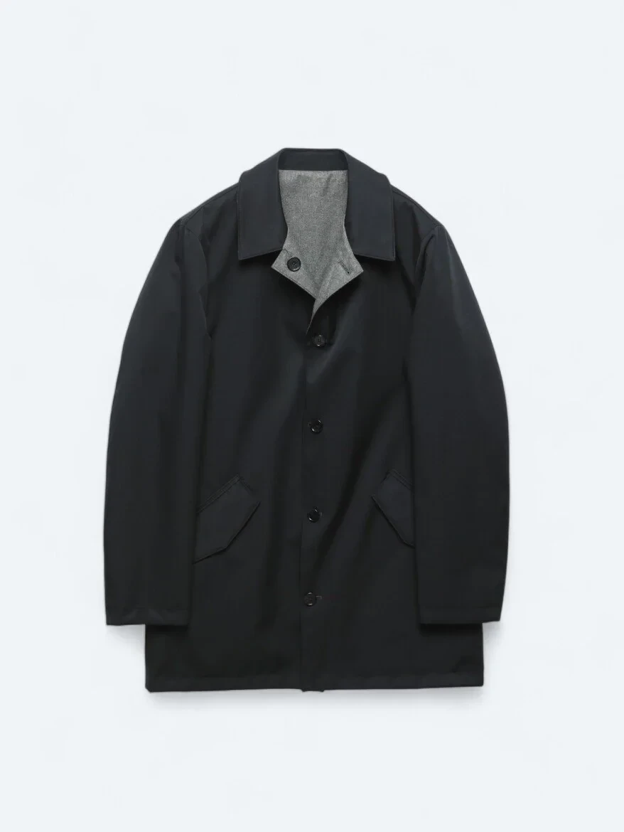 Lacivert Regular Fit Dik Yaka Casual Dokuma Pardesü - 10
