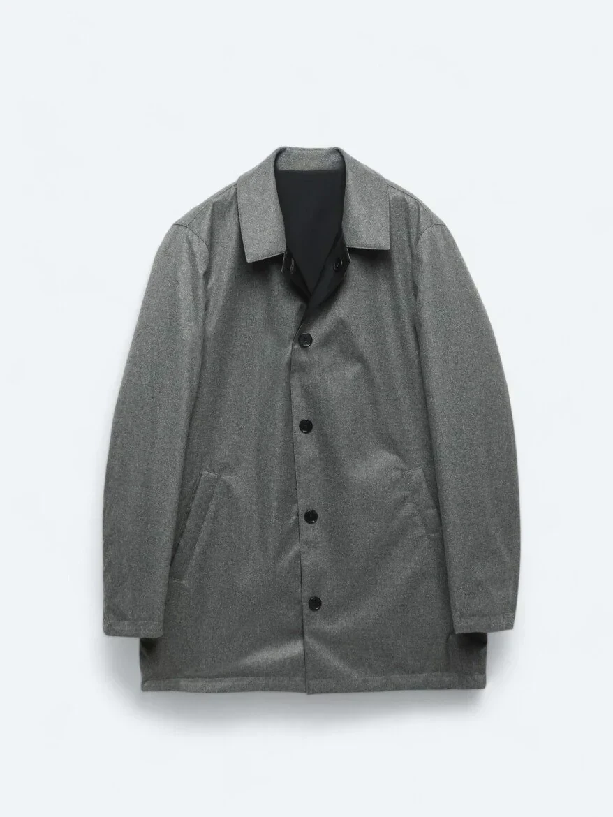 Lacivert Regular Fit Dik Yaka Casual Dokuma Pardesü - 11