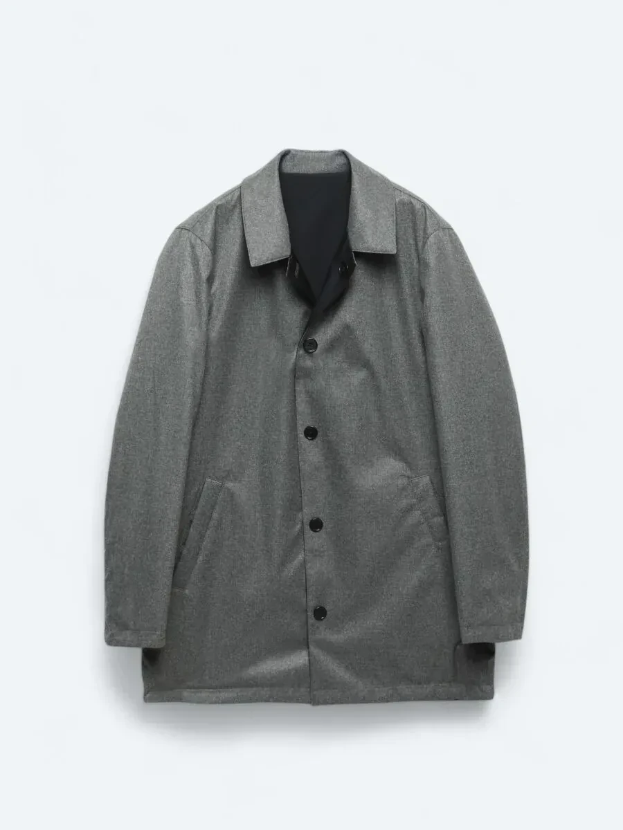 Lacivert Regular Fit Dik Yaka Casual Dokuma Pardesü - 11