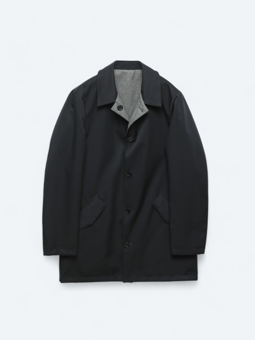 Lacivert Regular Fit Dik Yaka Casual Dokuma Pardösü - 10