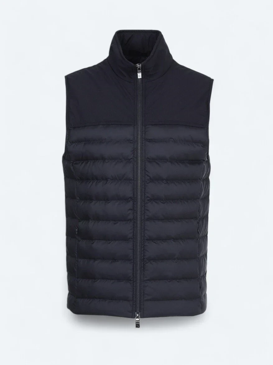 Lacivert Regular Fit Dik Yaka Casual Dokuma Spor Yelek - 6