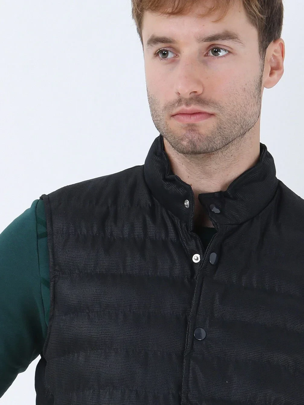 Lacivert Regular Fit Dik Yaka Casual Dokuma Spor Yelek - 3