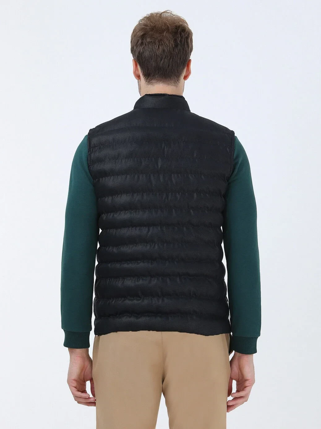 Lacivert Regular Fit Dik Yaka Casual Dokuma Spor Yelek - 4