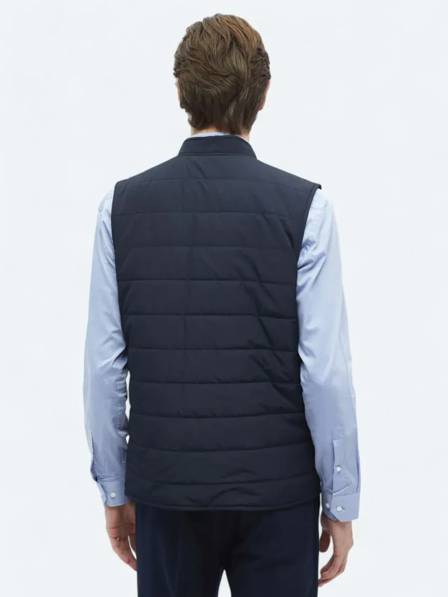 Lacivert Regular Fit Dik Yaka Casual Dokuma Spor Yelek - 12