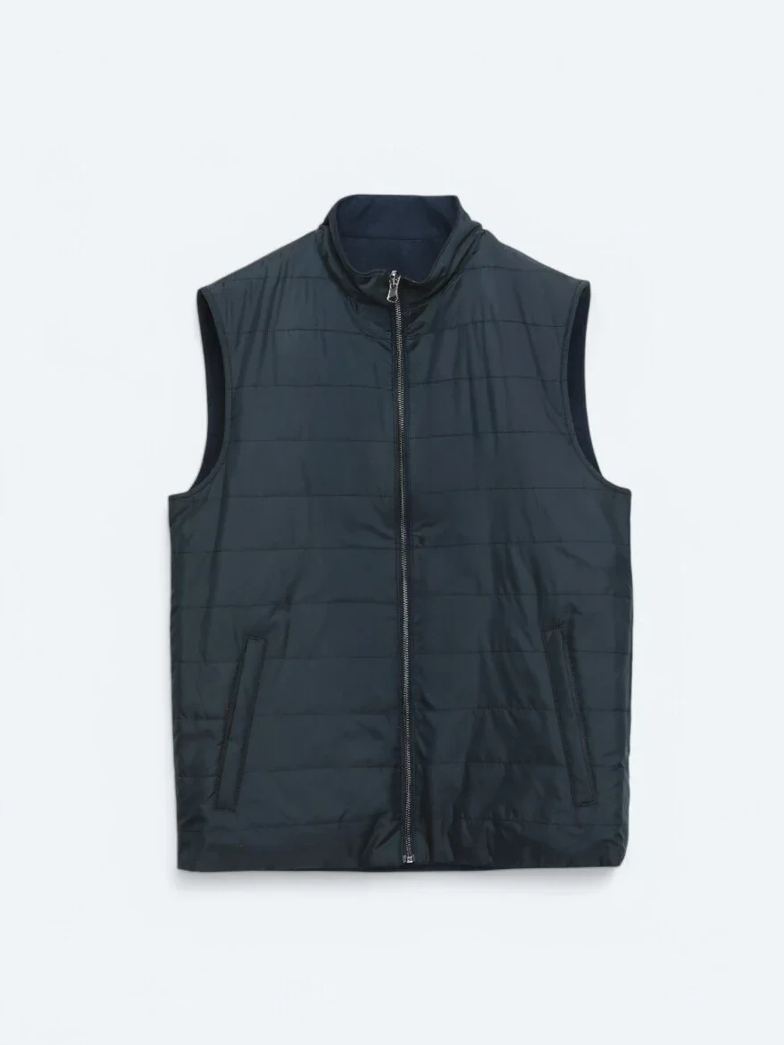 Lacivert Regular Fit Dik Yaka Casual Dokuma Spor Yelek - 10