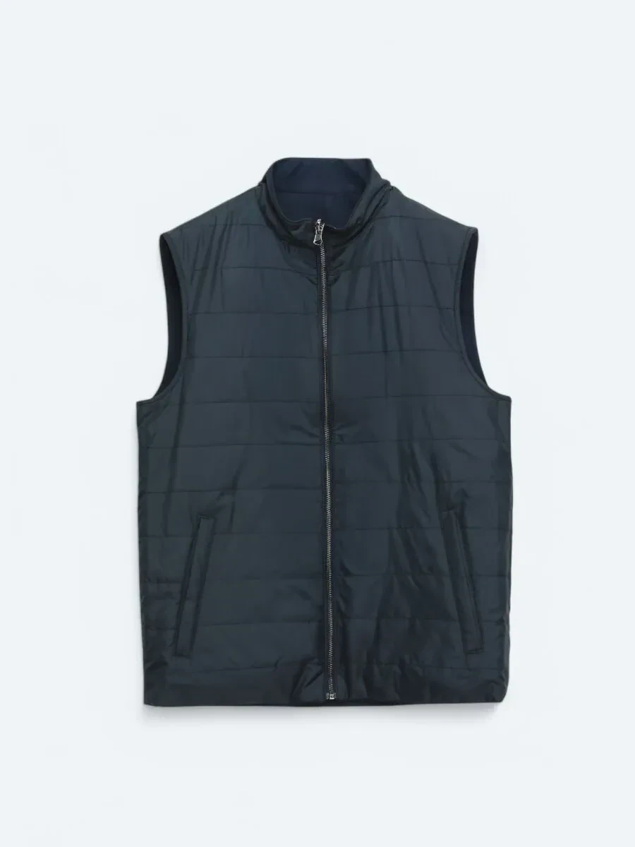 Lacivert Regular Fit Dik Yaka Casual Dokuma Spor Yelek - 10