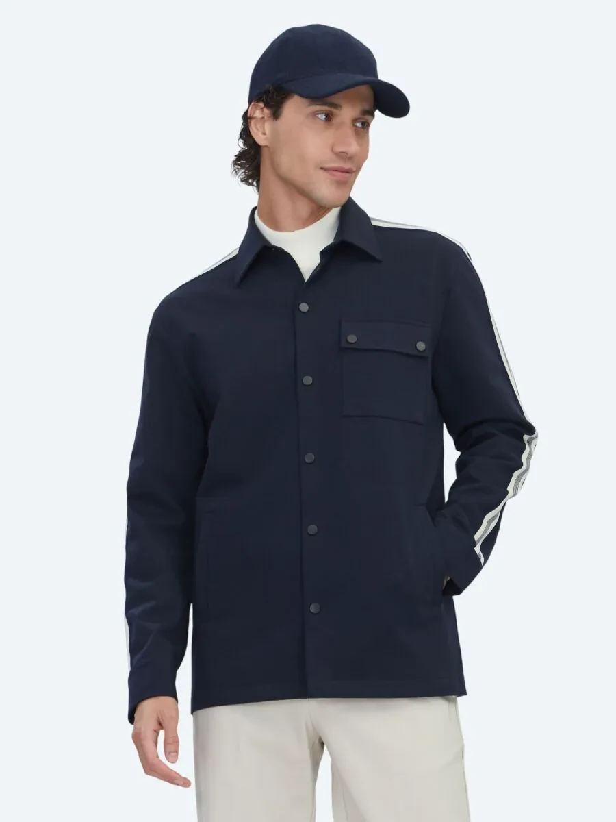 Lacivert Regular Fit Dokuma Overshırt - 2