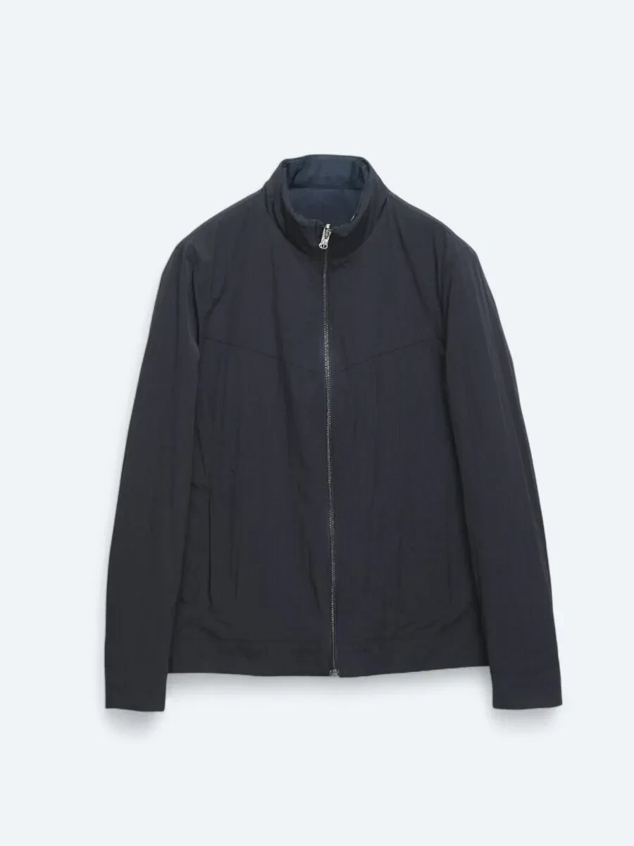 Lacivert Regular Fit Gizli Kapüşon Casual Dokuma Çift Taraflı Mont - 12