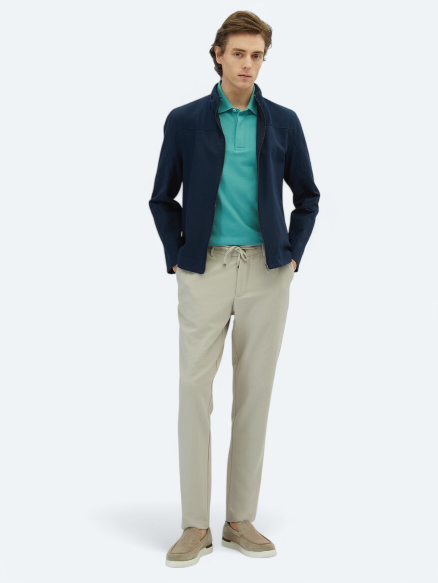 Lacivert Regular Fit Gizli Kapüşon Casual Dokuma Çift Taraflı Mont - 4