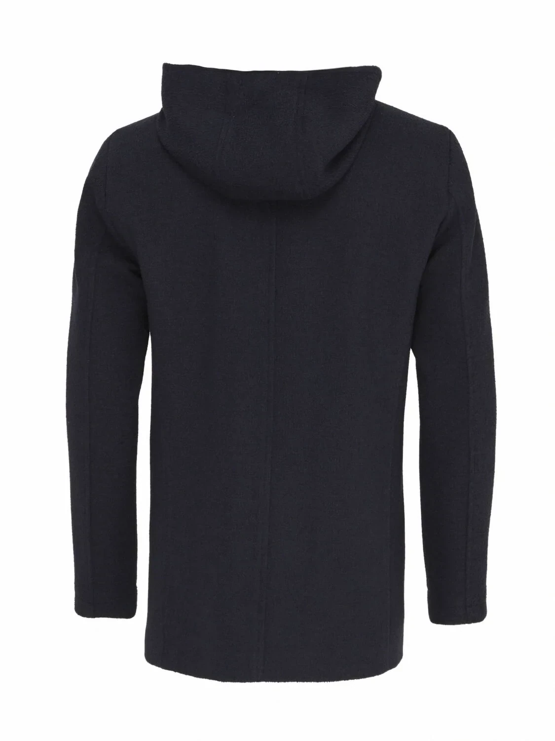 Lacivert Regular Fit Kapüşonlu Casual Dokuma Kaban - 7