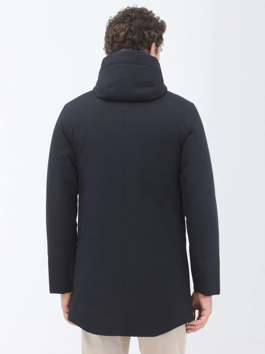 Lacivert Regular Fit Kapüşonlu Casual Dokuma Kaban - 6