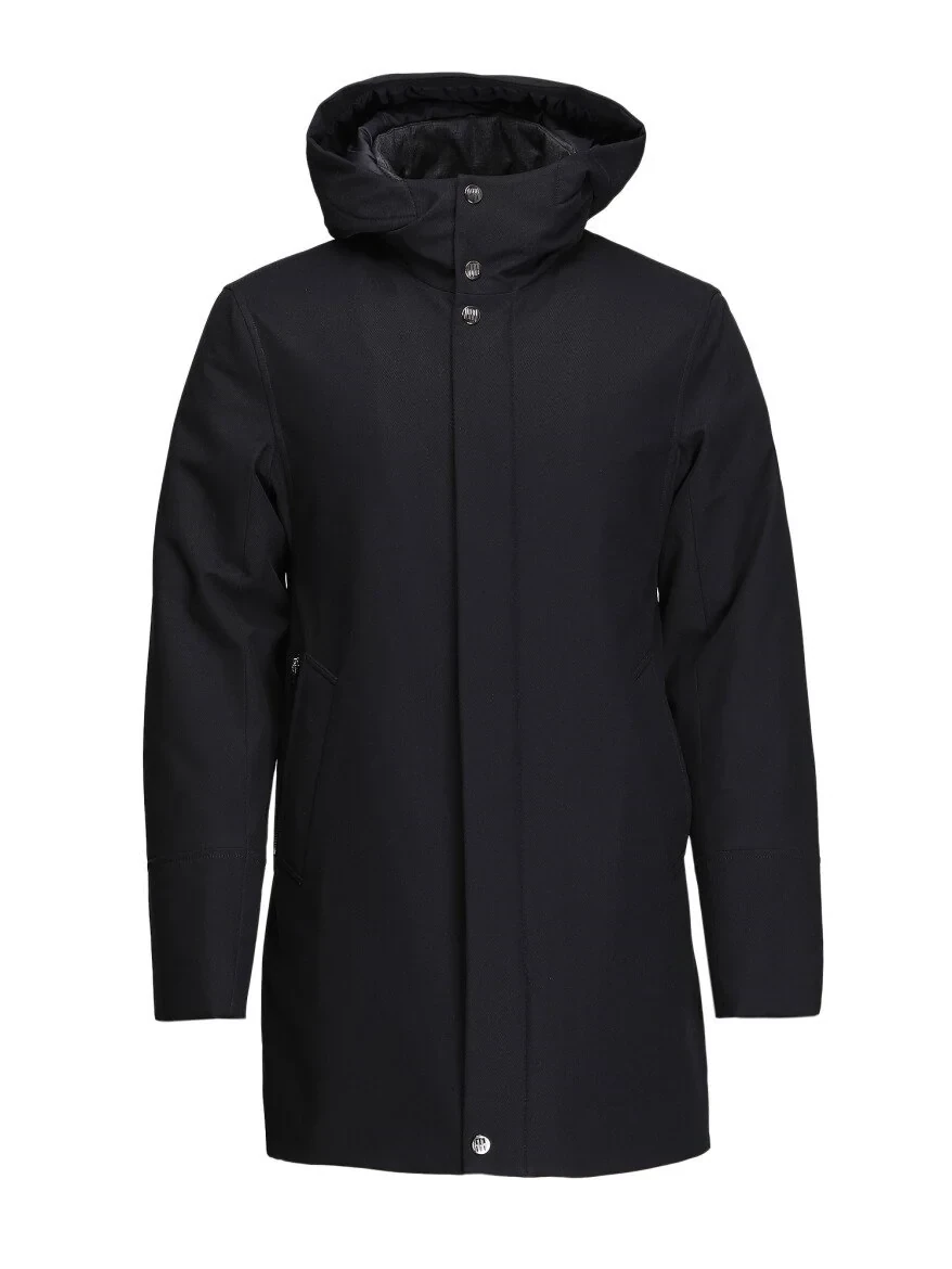 Lacivert Regular Fit Kapüşonlu Casual Dokuma Kaban - 7
