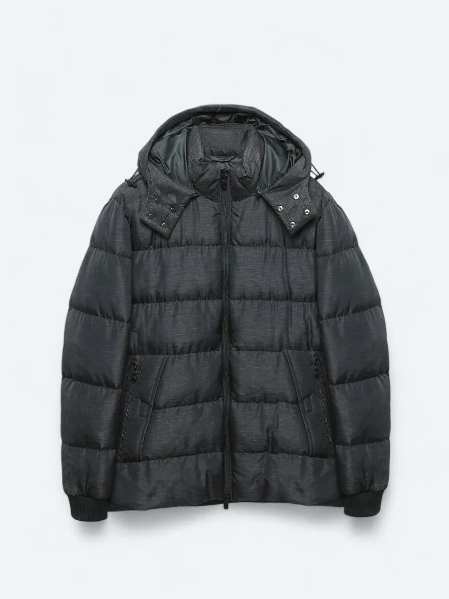Lacivert Regular Fit Kapüşonlu Casual Dokuma Mont - 7