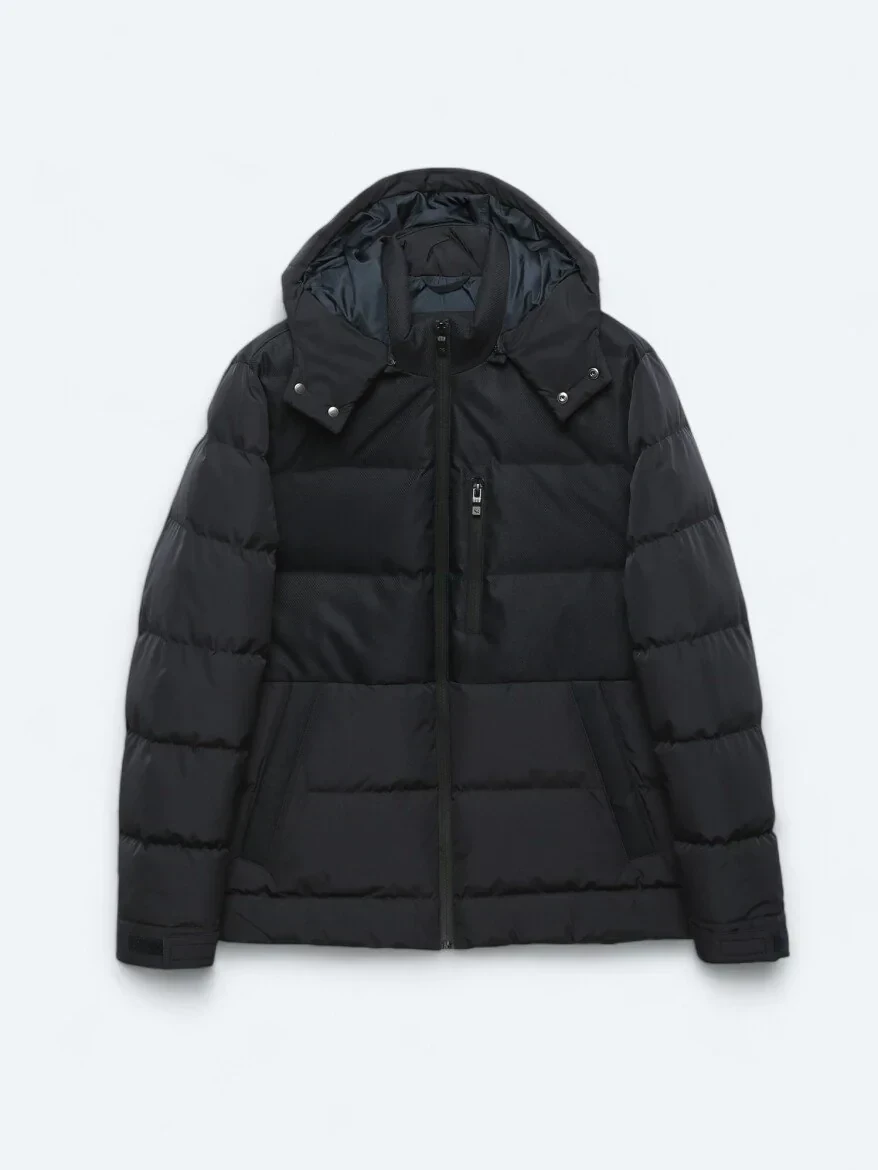 Lacivert Regular Fit Kapüşonlu Casual Dokuma Mont - 7