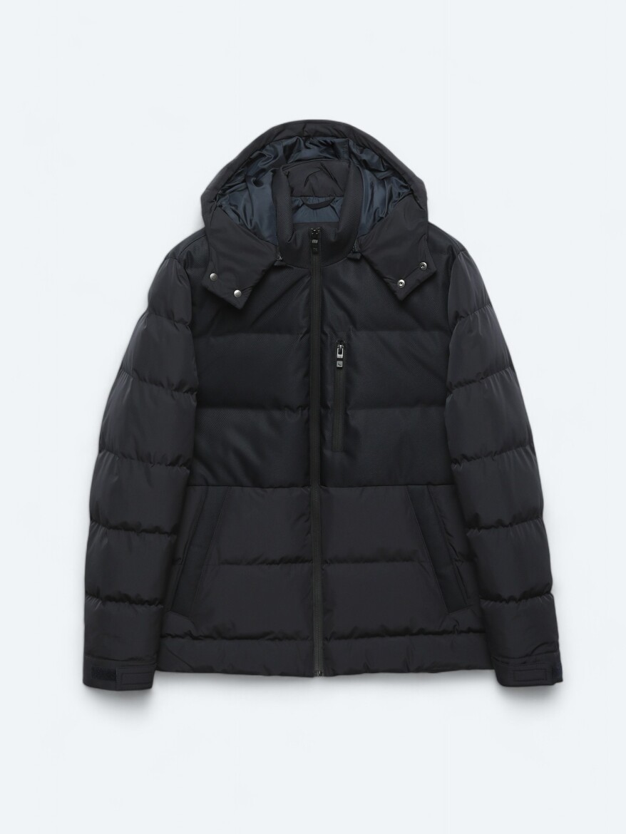 Lacivert Regular Fit Kapüşonlu Casual Dokuma Mont - 7