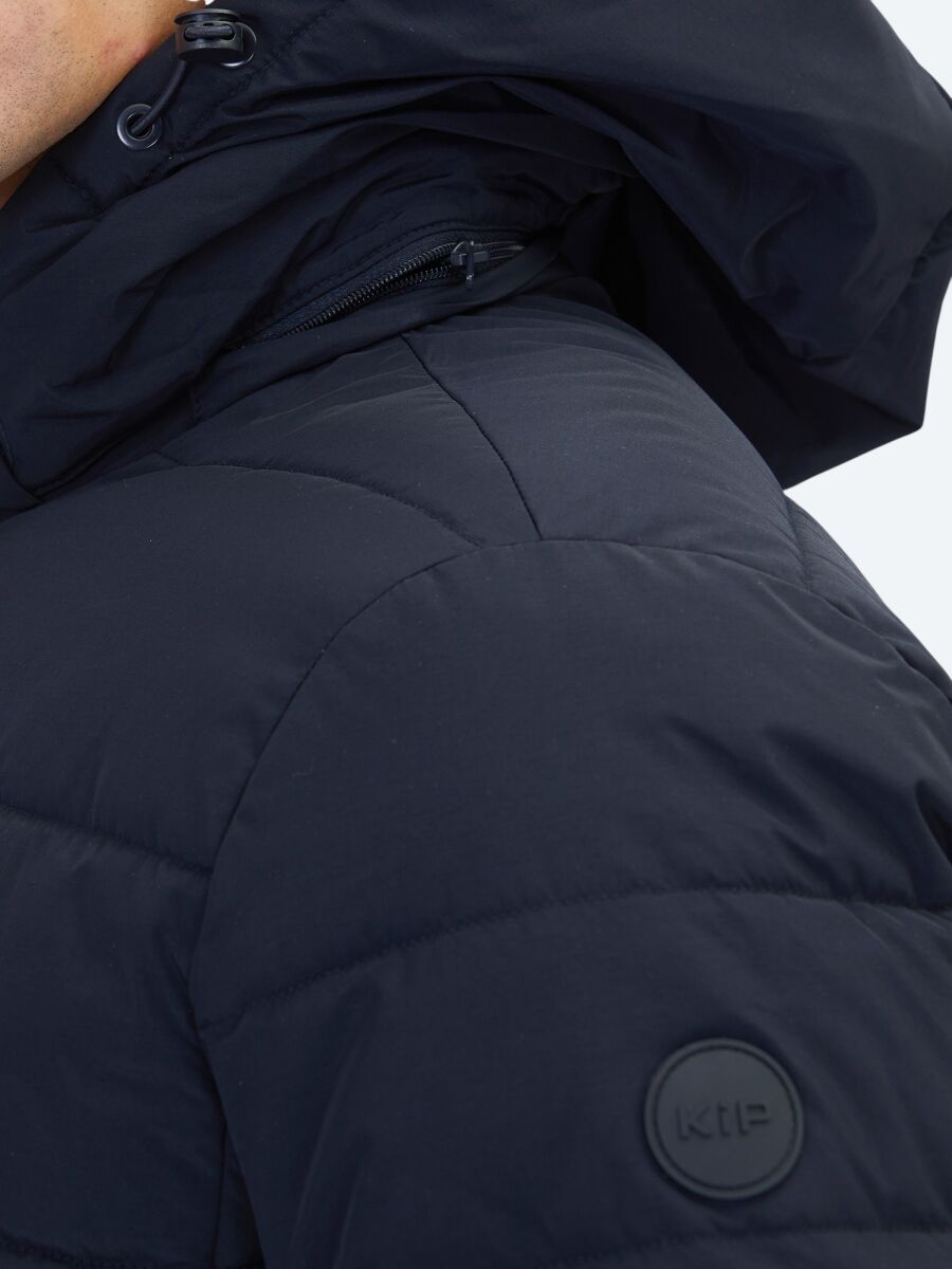 Lacivert Regular Fit Kapüşonlu Casual Dokuma Mont - 5