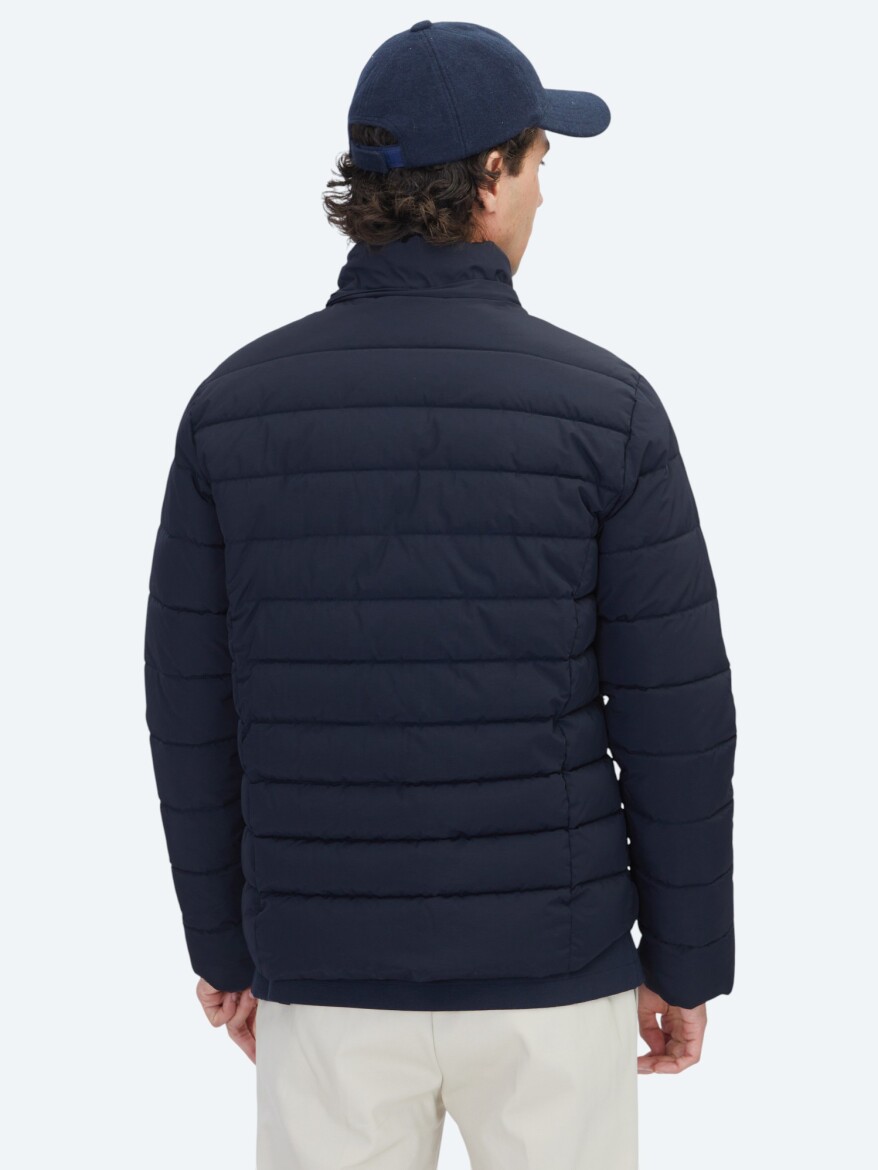 Lacivert Regular Fit Kapüşonlu Casual Dokuma Mont - 6