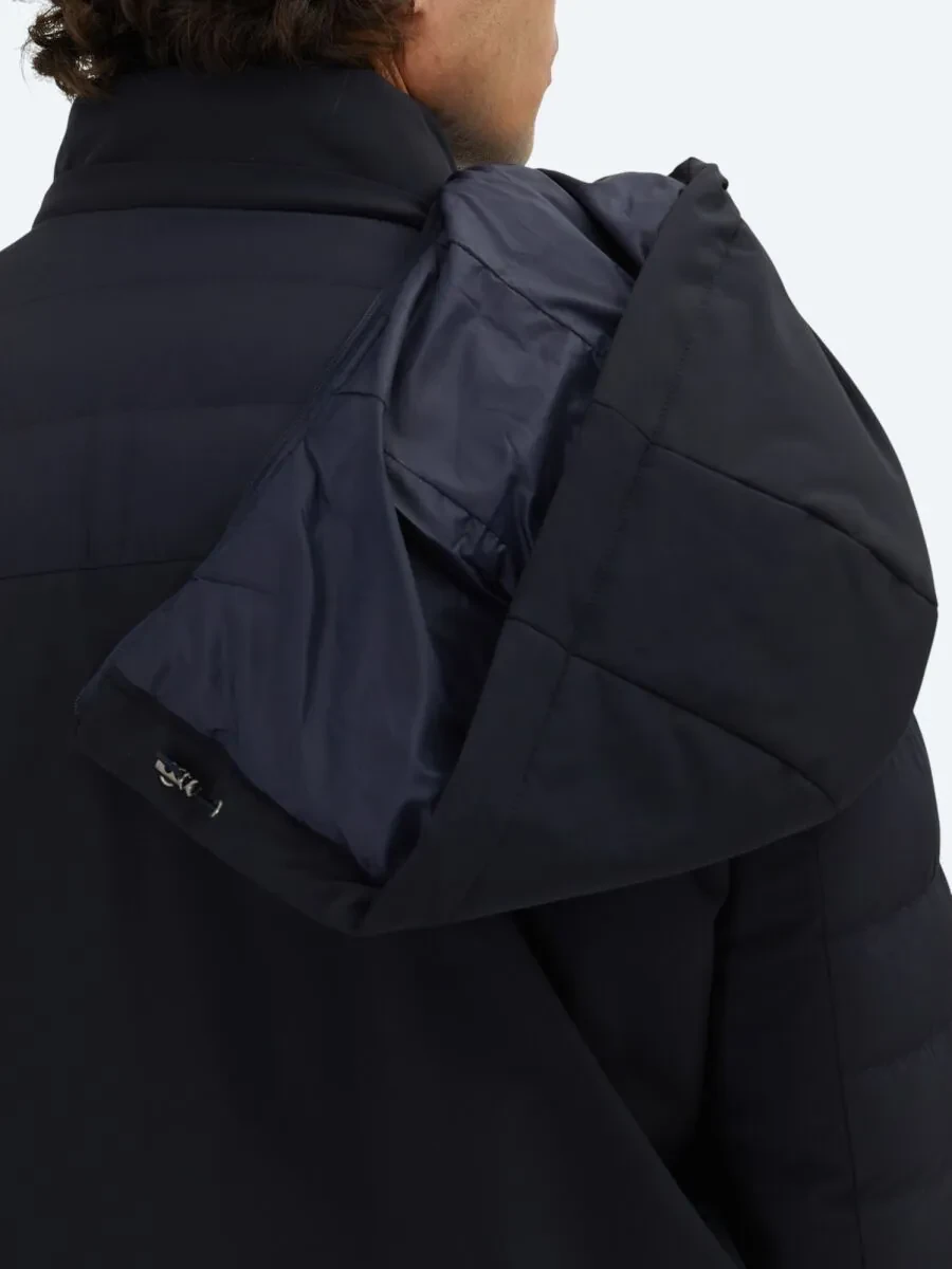 Lacivert Regular Fit Kapüşonlu Casual Dokuma Mont - 5