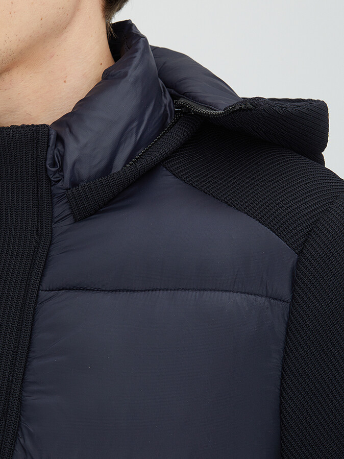 Lacivert Regular Fit Kapüşonlu Casual Dokuma Mont - 6