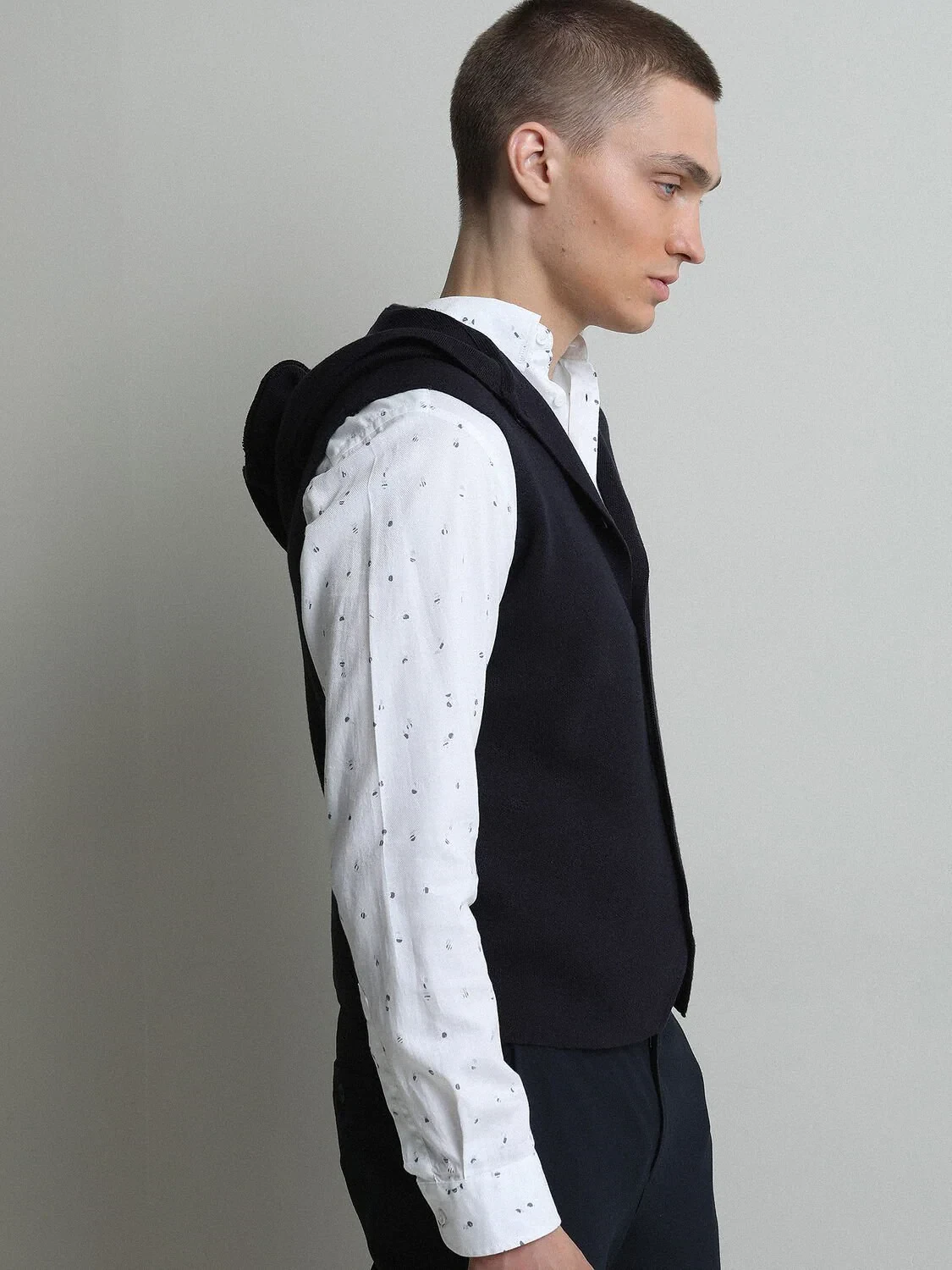 Lacivert Regular Fit Kapüşonlu Smart Casual Örme Triko Yelek - 4