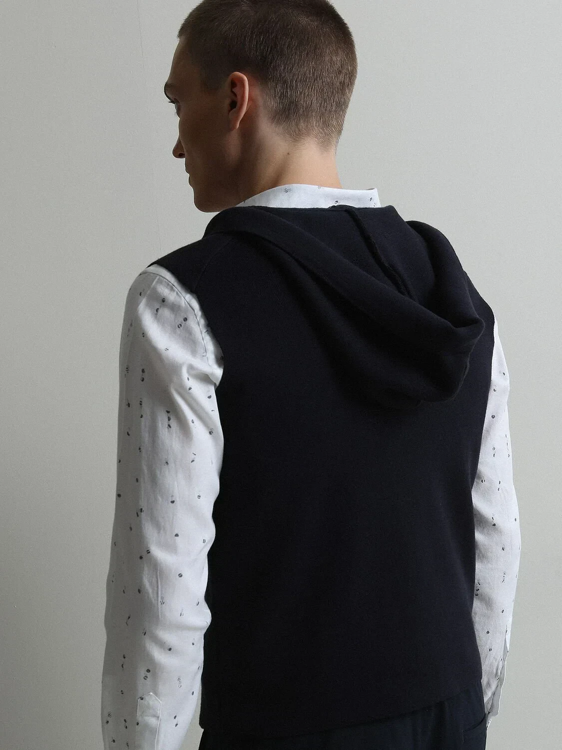 Lacivert Regular Fit Kapüşonlu Smart Casual Örme Triko Yelek - 5
