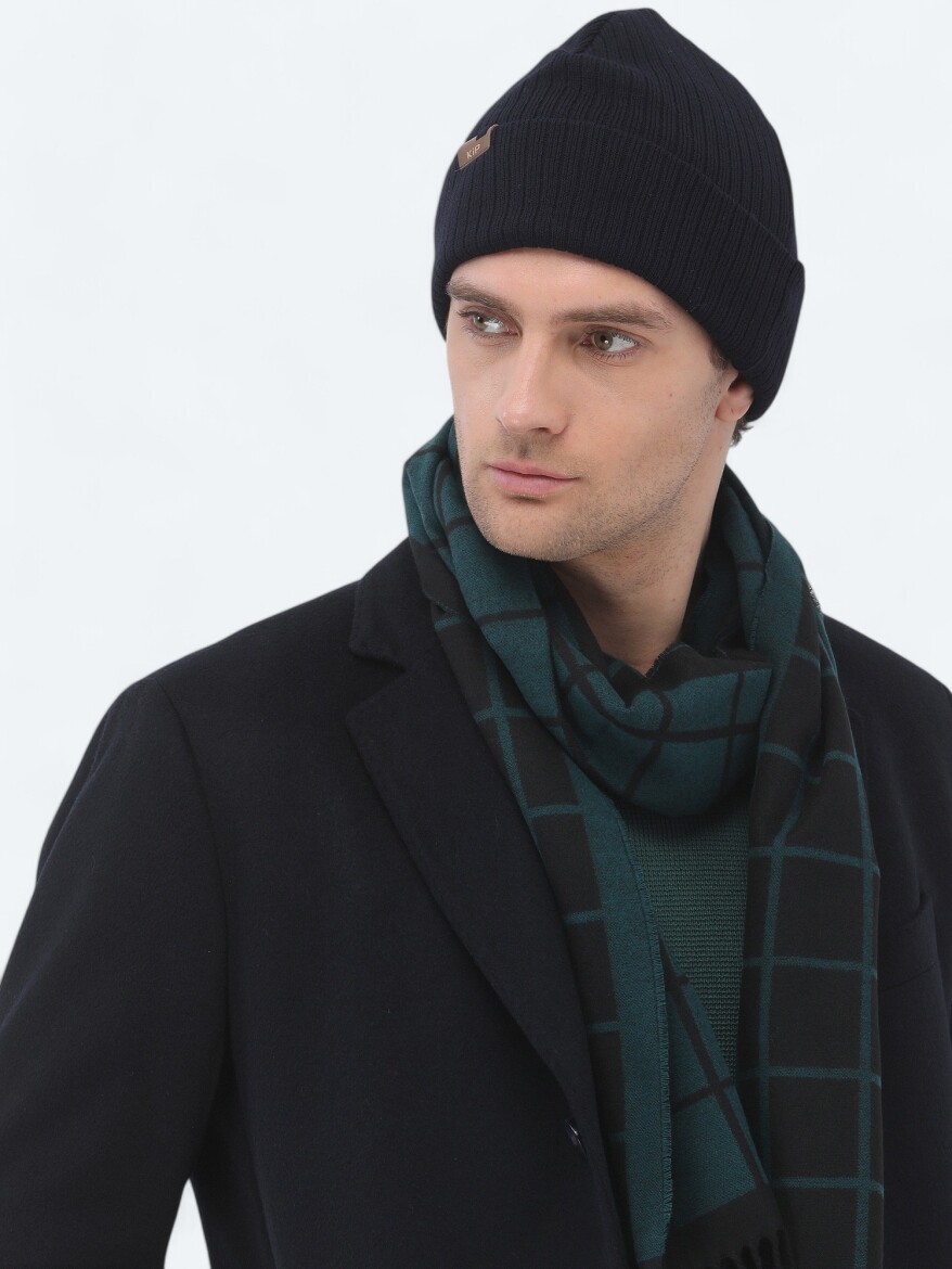 Lacivert Regular Fit Kelebek Yaka Klasik Dokuma Palto - 5