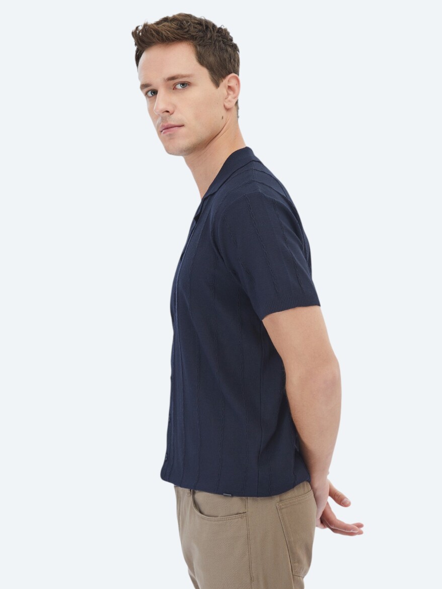Lacivert Regular Fit Kısa Casual Gömlek - 3