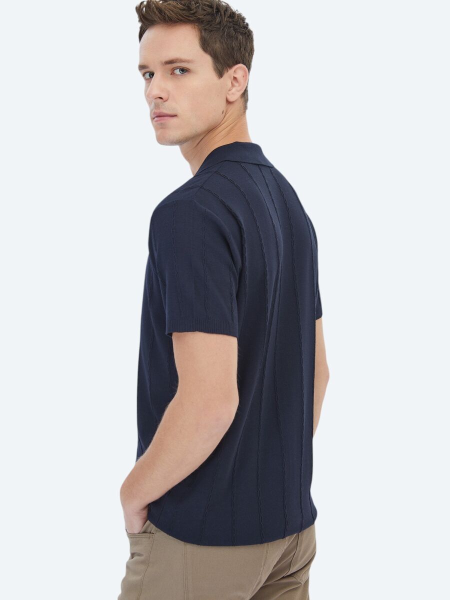 Lacivert Regular Fit Kısa Casual Gömlek - 5