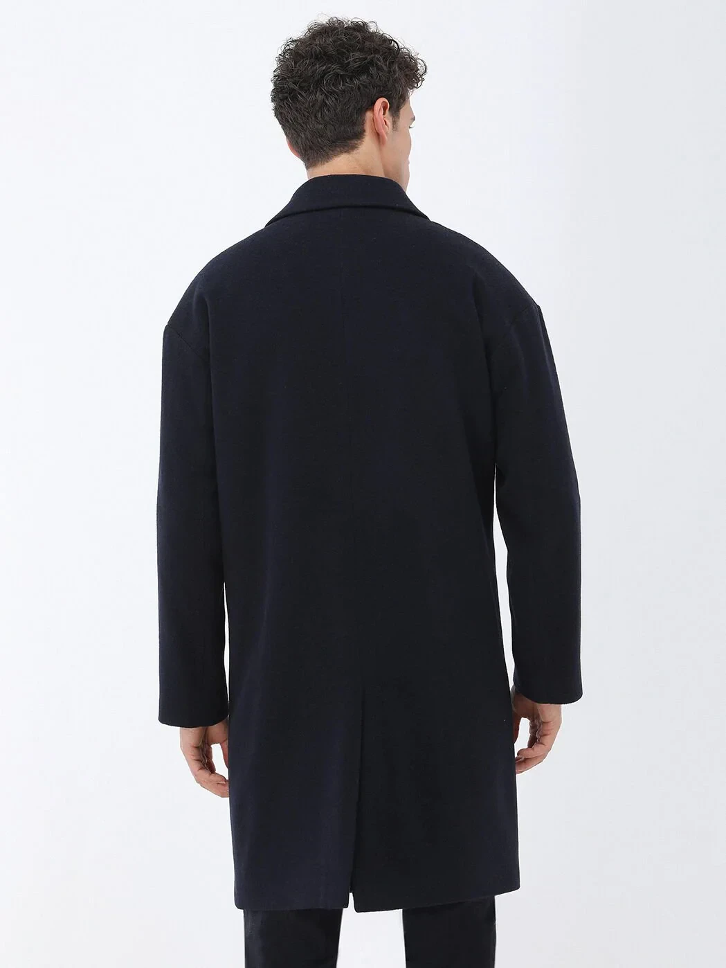 Lacivert Regular Fit Kruvaze Yaka Casual Örme Palto - 5