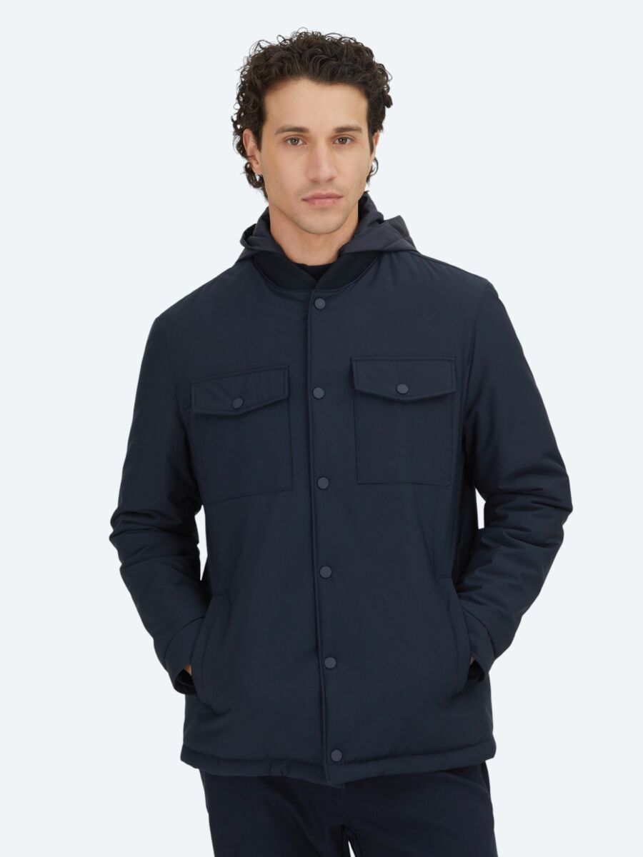 Lacivert Regular Fit Micro Jel Elyaflı Spor Ceket - 1