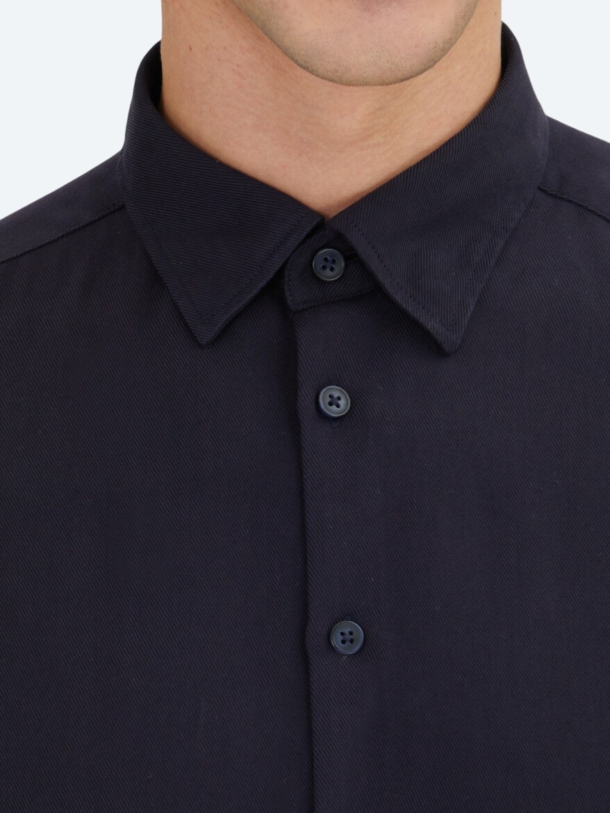 Lacivert Regular Fit Uzun Dokuma Casual Gömlek - 4