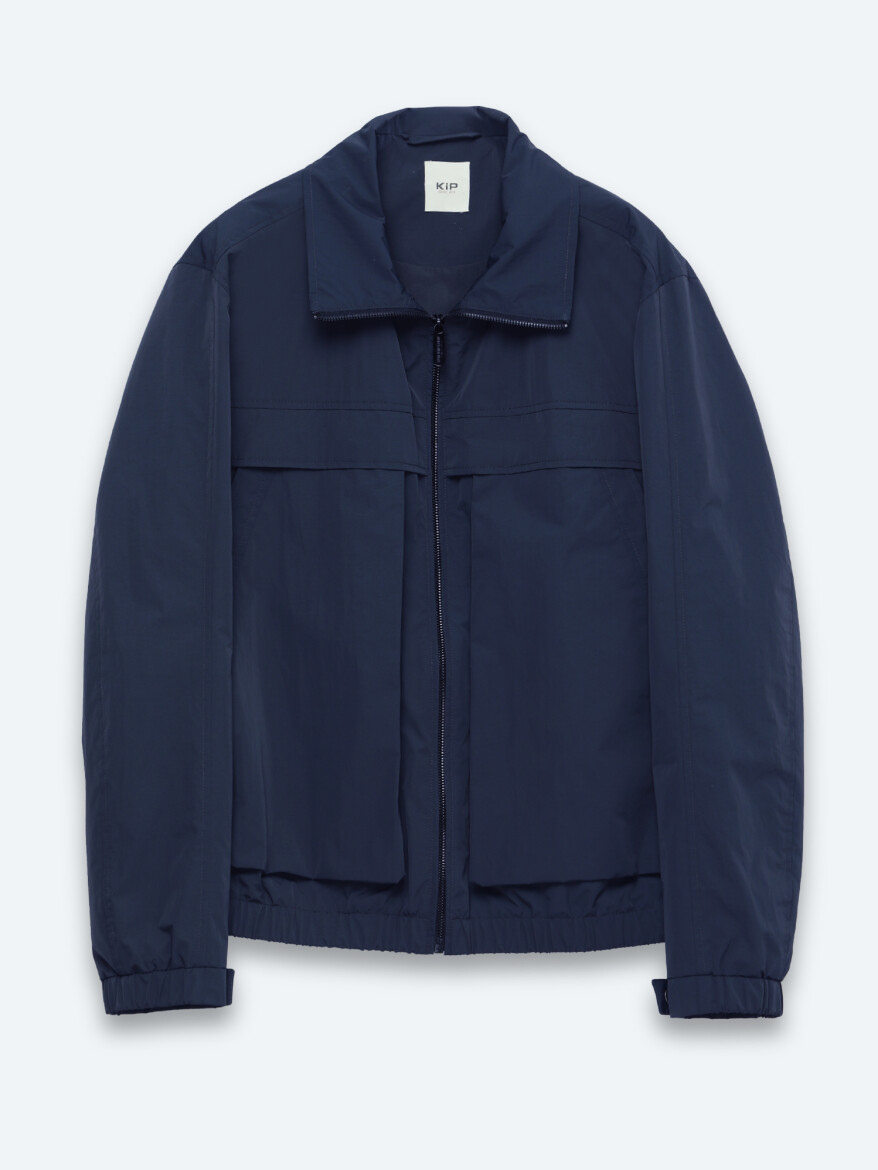 Lacivert Relaxed Fit Dik Yaka Casual Dokuma Mont - 6
