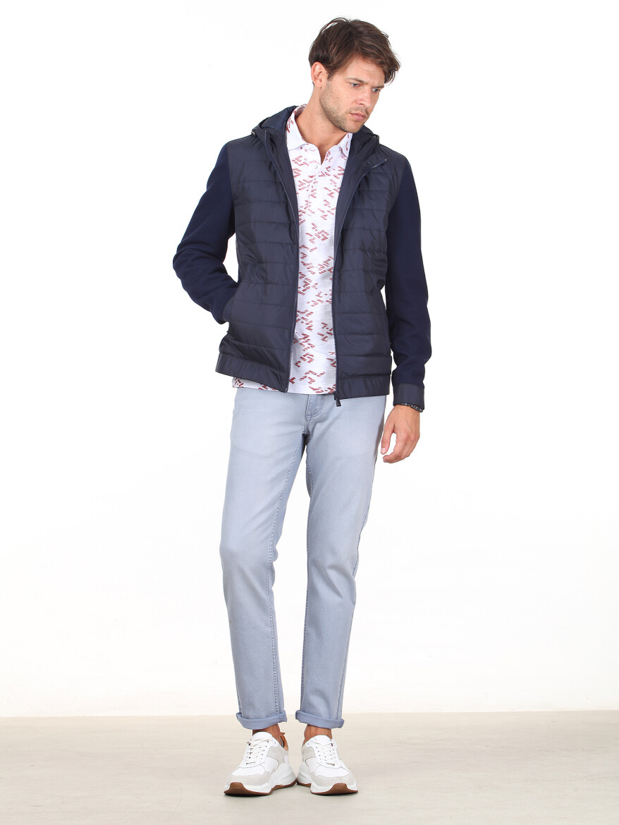 Lacivert Slim Fit Casual Dokuma Mont - 3