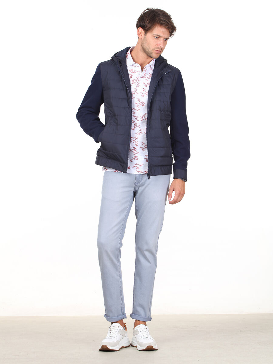 Lacivert Slim Fit Casual Dokuma Mont - 3