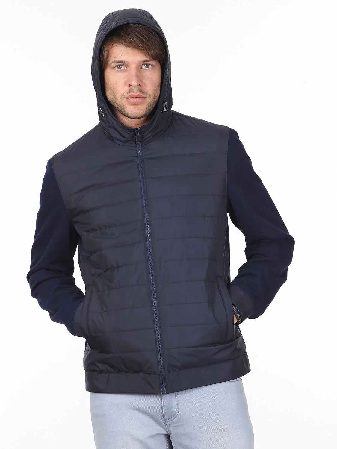 Lacivert Slim Fit Casual Dokuma Mont - 2