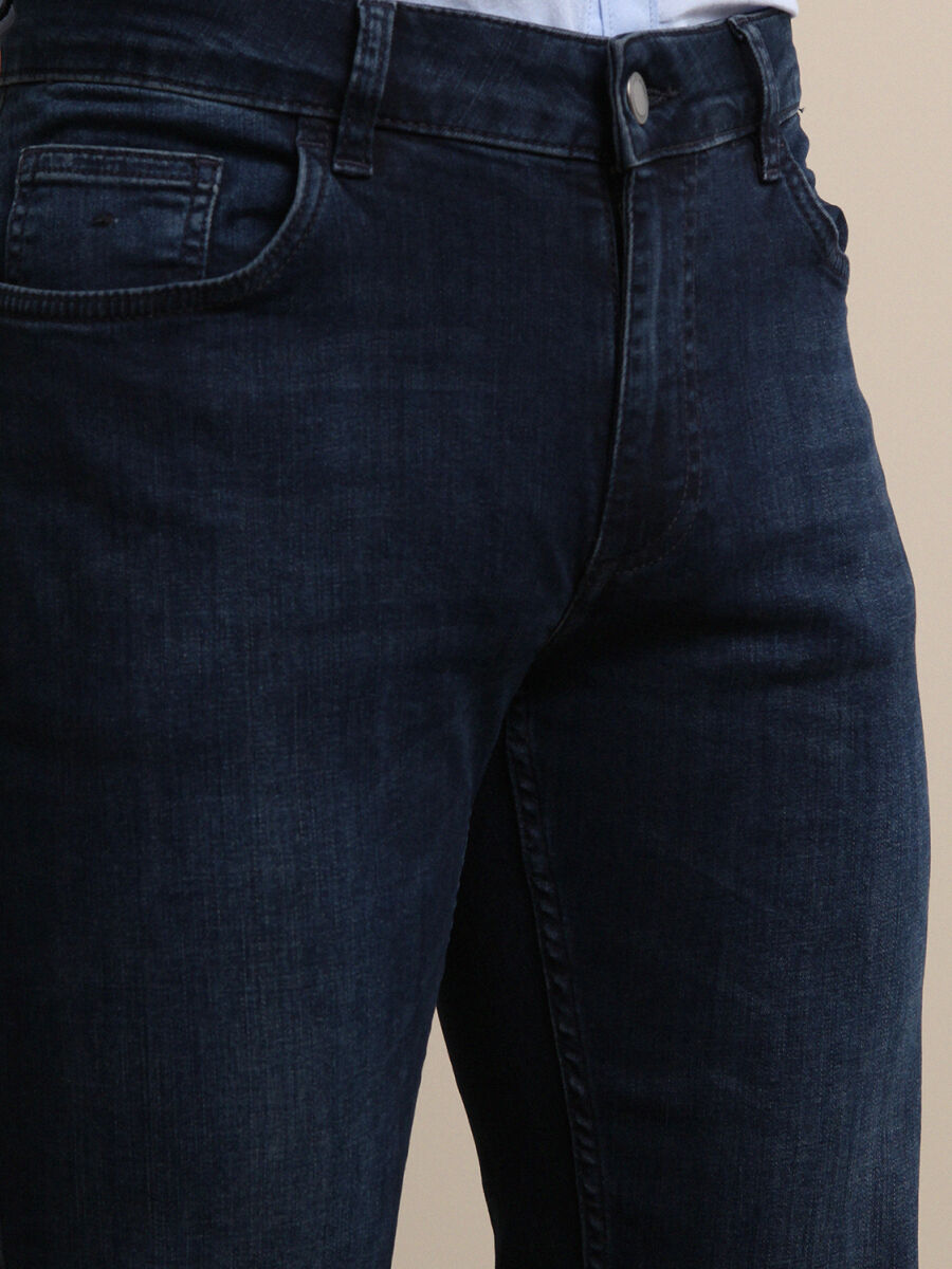 Lacivert Slim Fit Denim Pamuk Karışımlı Pantolon - 3