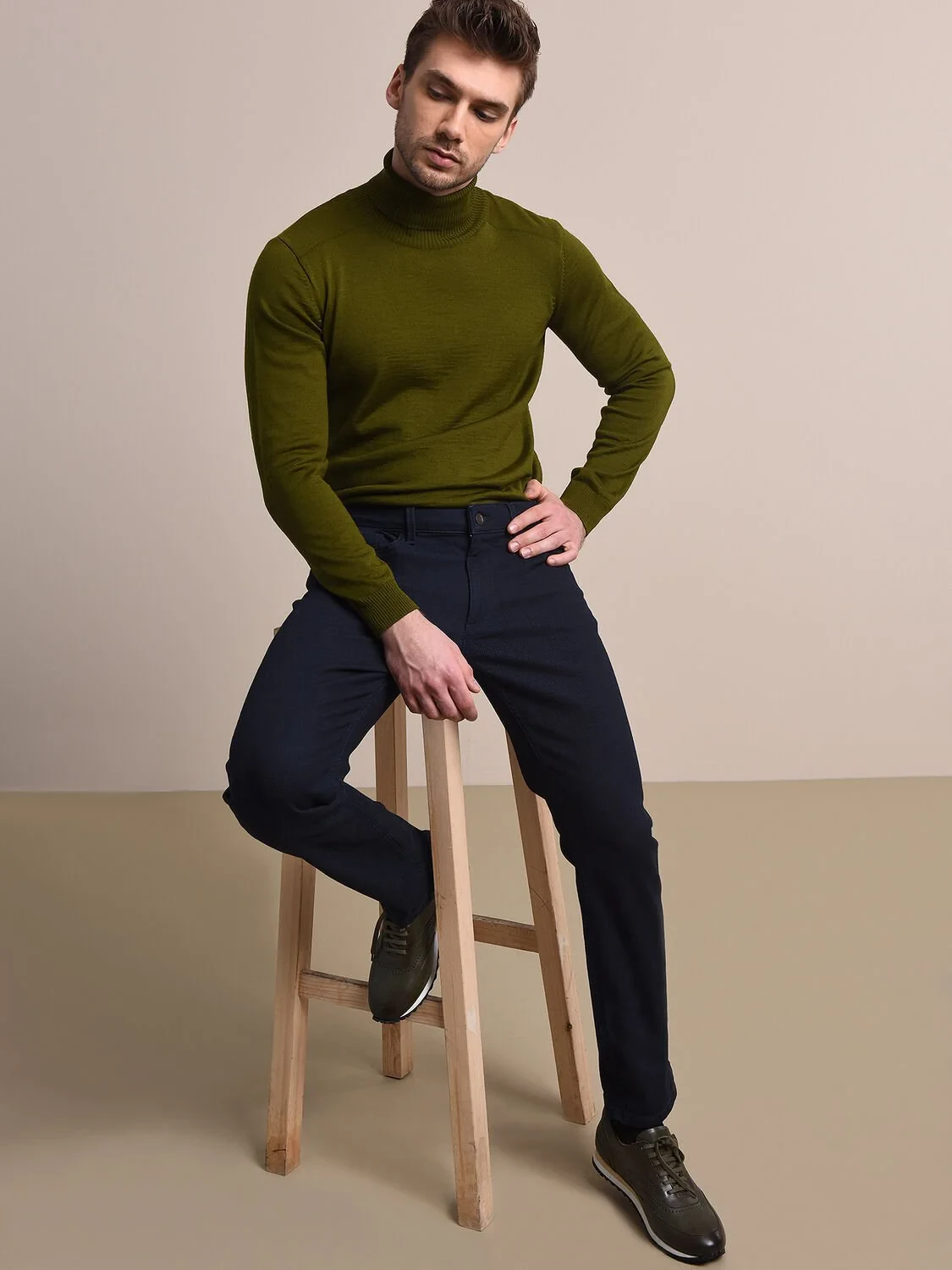 Lacivert Slim Fit Denim Pamuk Karışımlı Pantolon - 1