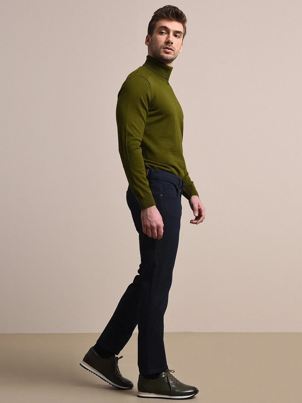 Lacivert Slim Fit Denim Pamuk Karışımlı Pantolon - 2