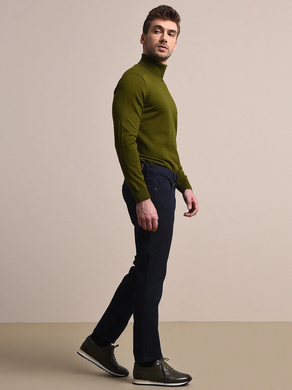 Lacivert Slim Fit Denim Pamuk Karışımlı Pantolon - 2