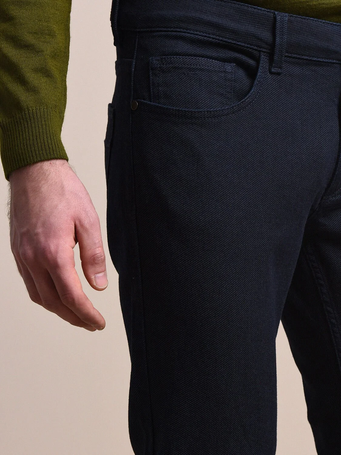 Lacivert Slim Fit Denim Pamuk Karışımlı Pantolon - 3