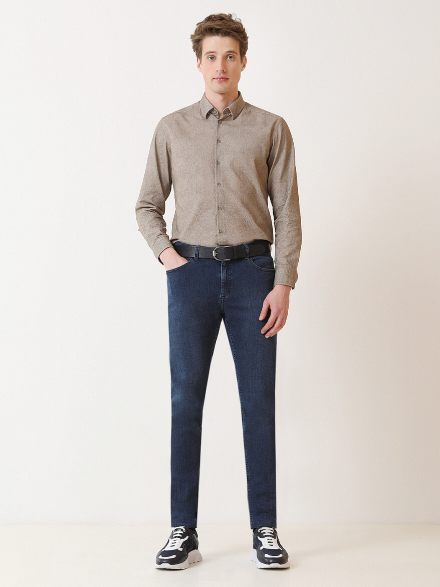Lacivert Slim Fit Denim Pamuk Karışımlı Pantolon - 2