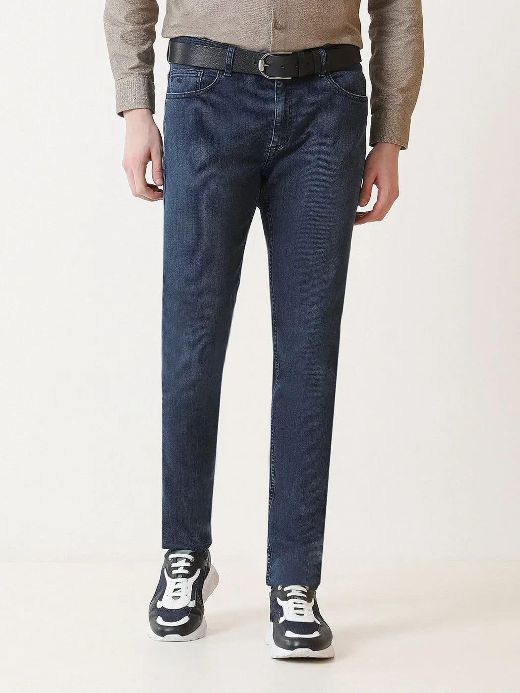 Lacivert Slim Fit Denim Pamuk Karışımlı Pantolon - 1