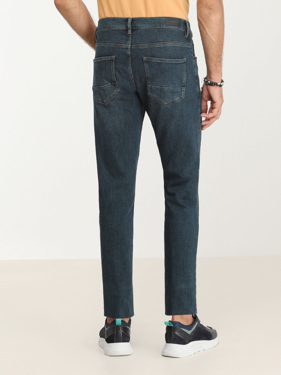 Lacivert Slim Fit Denim Pamuk Karışımlı Pantolon - 4