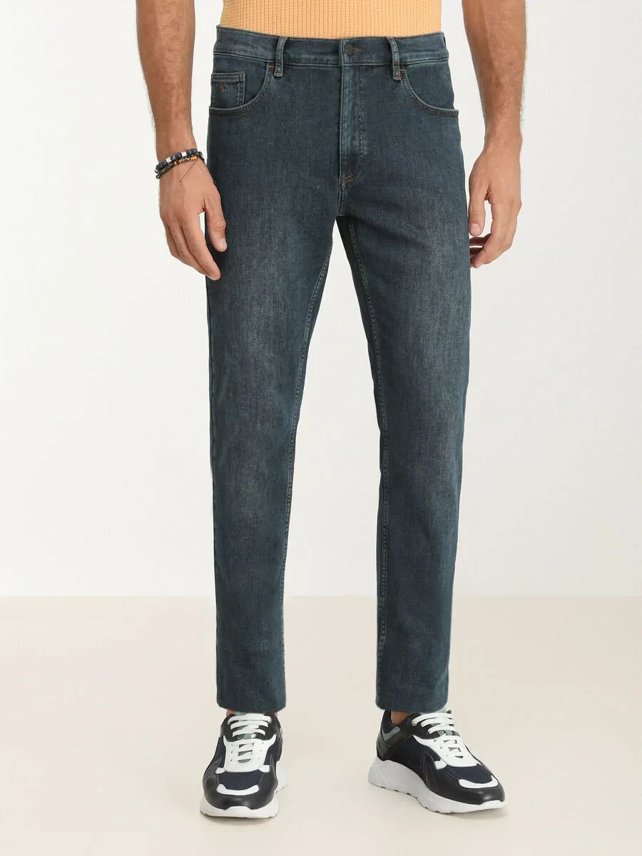 Lacivert Slim Fit Denim Pamuk Karışımlı Pantolon - 1