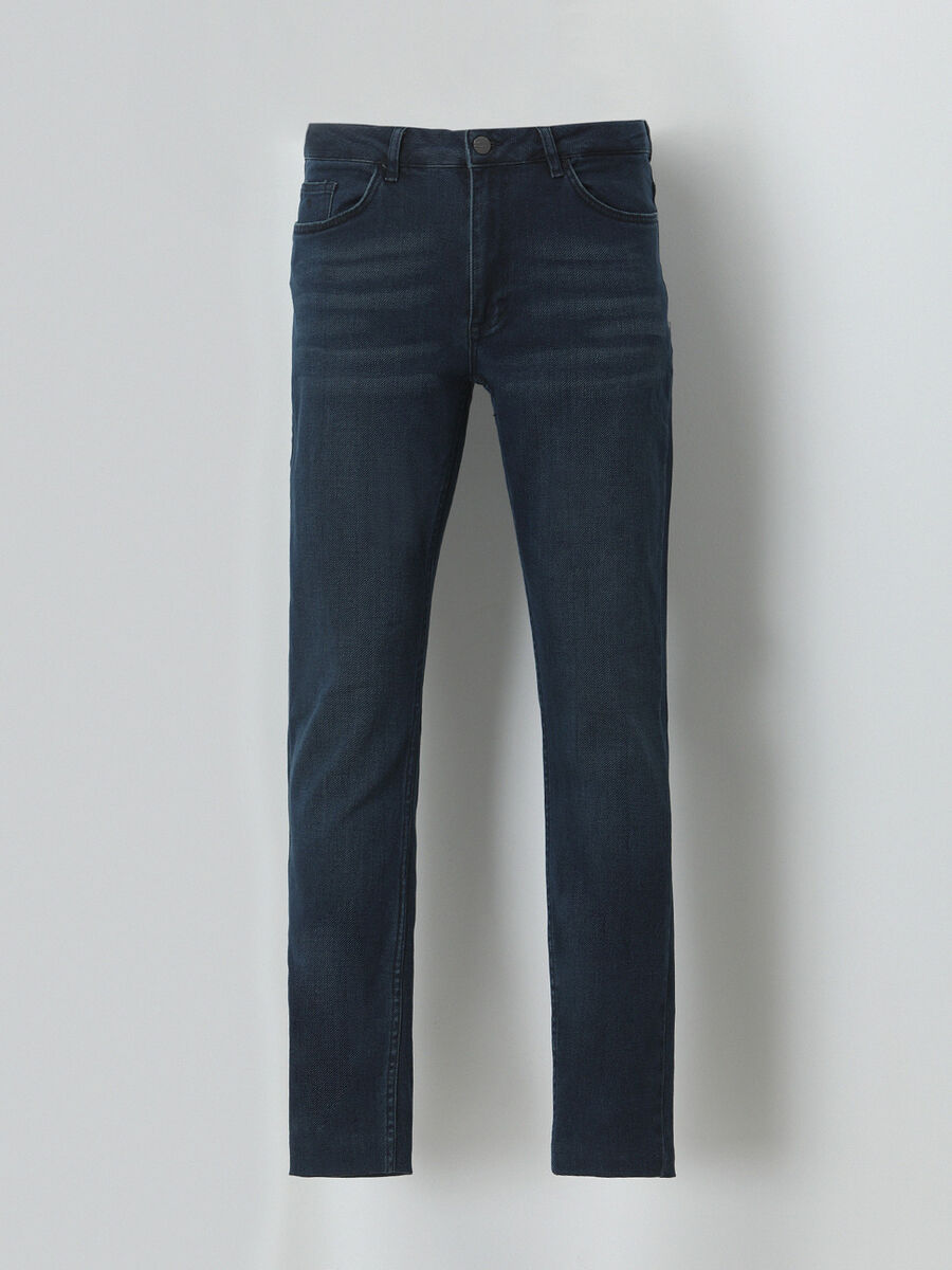 Lacivert Slim Fit Denim Pamuk Karışımlı Pantolon - 5