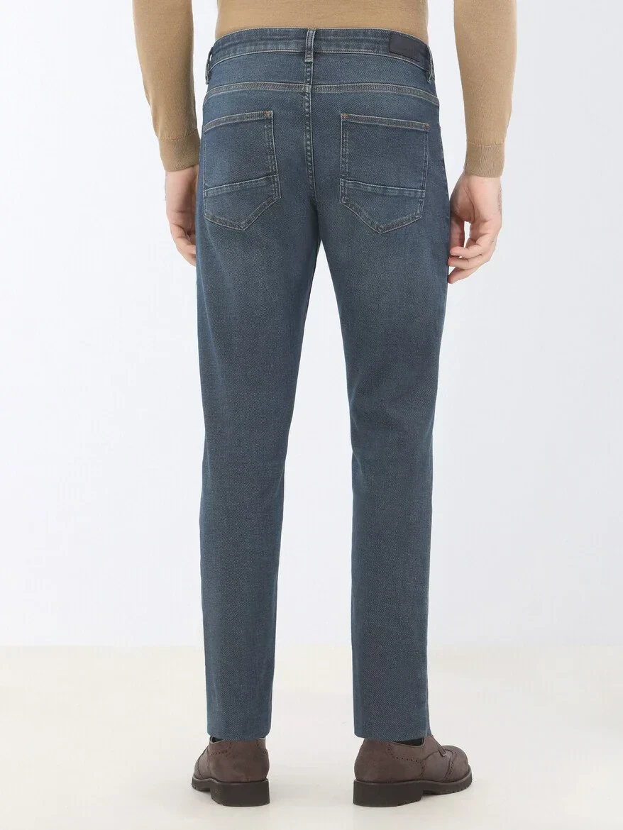 Lacivert Slim Fit Denim Pamuk Karışımlı Pantolon - 4