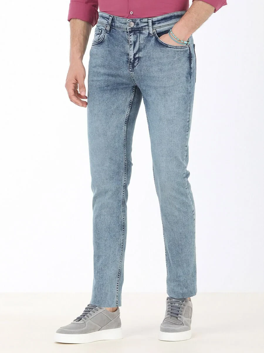 Lacivert Slim Fit Denim Pamuk Karışımlı Pantolon - 1