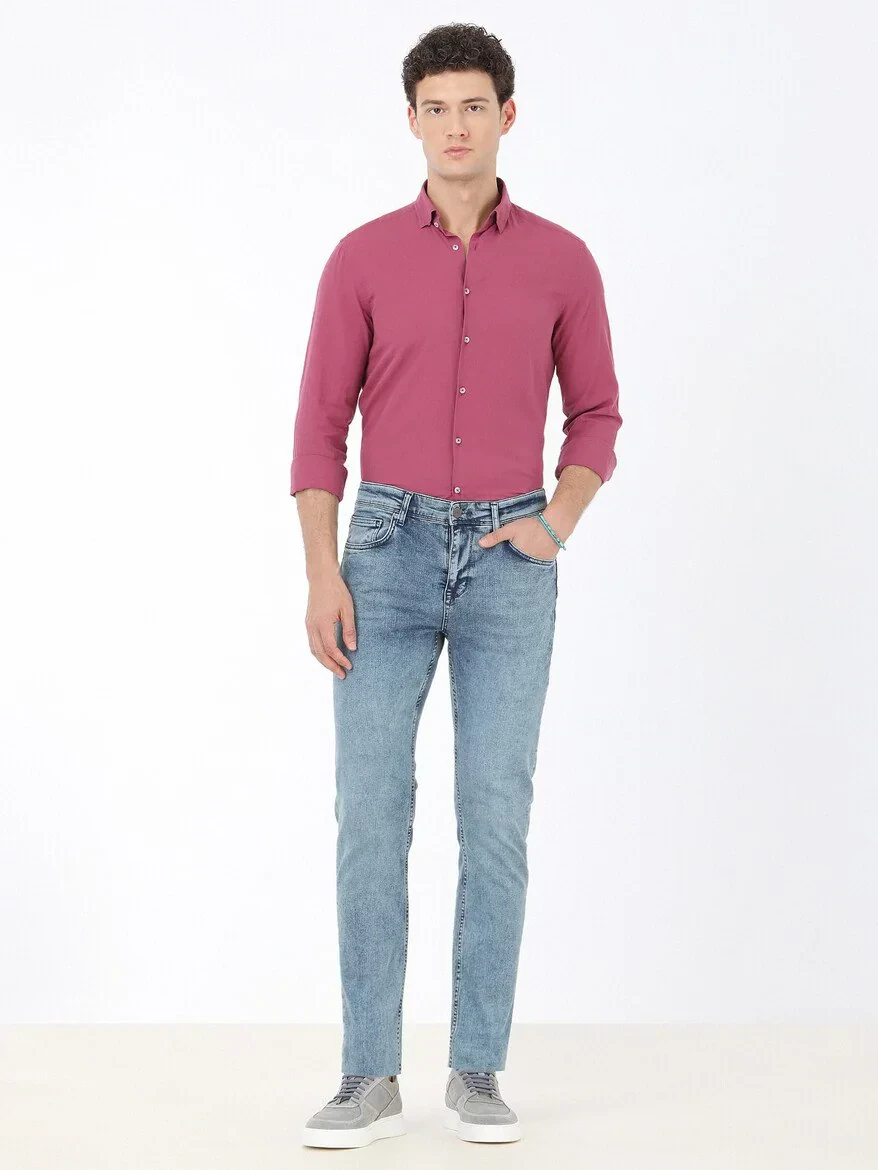 Lacivert Slim Fit Denim Pamuk Karışımlı Pantolon - 2