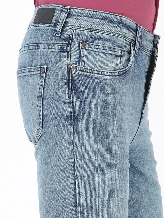 Lacivert Slim Fit Denim Pamuk Karışımlı Pantolon - 3